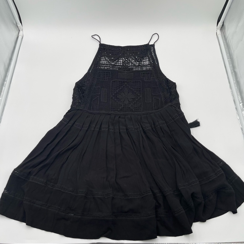 Free People Emily Crotchet Mini Dress Black Size XS Boho Summer - Picture 7 of 12